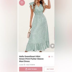 Hello Sweetheart Light Pink, print flutter sleeve maxi dress